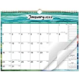 2022 Calendar - 12 Monthly Wall Calendar with Thick Paper, 14.8" x 11.57", Jan. 2022 - Dec. 2022, Twin-Wire Binding + Hanging Hook + Unuled Blocks with Julian Date, Horizontal - Colorful Waves