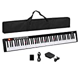 GLARRY 88 Key Digital Piano Portable Touch Sensitive Electronic Keyboard w/Lighted Keys, MIDI Keyboard, Built-in Speakers, Power Supply, Power Supply, Portable Bag (Black)
