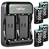 2800mAh Controller Battery Pack for Xbox One/Xbox Series X/Xbox One S/Xbox One X/Xbox One Elite, Rapthor 4 x 2800 mAh High Power Rechargeable NI-MH Batteries Kit with Charger (4 Batteries+Charger)