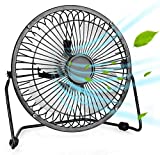 Desk Fan Small Table Fan Metal USB Fan 6-Inch Mini High Velocity Personal Fan for Desk Office Desktop Bedroom Sleeping Home, 2 Speed, 360° Tilt Angel,Quiet Operation