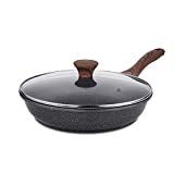 Sensarte Nonstick Frying Pan Skillet with Lid, Swiss Granite Coating Omelette Pan with Cover, Healthy Cookware Chef's Pan with Top, PFOA Free (8" + Glass Lid + Turner)