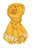 Achillea Large Soft Silky Pashmina Shawl Wrap Scarf in Solid Colors (Gold)