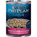 Purina Pro Plan Sensitive Skin and Stomach Dog Food Pate, Sensitive Skin and Stomach Salmon and Rice Entree - (12) 13 oz. Cans