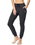 BALEAF Women's Cotton Sweatpants Lightweight Joggers Pants Tapered Active Yoga Lounge Casual Pants with Pockets Charcoal Size M