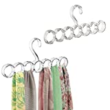 mDesign Plastic Closet Rod Hanging Storage Organizer Rack - Scarf Holder for Bedroom, Coat Closet, Entryway, Mudroom - Holds Scarves, Ties, Shawls, Accessories - Snag Free, 7 Sections, 2 Pack - Clear