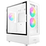 Antec NX410 ATX Mid-Tower Case, Tempered Glass Side Panel, Full Side View, Pre-Installed 2 x 140mm in Front & 1 x 120 mm ARGB Fans in Rear (White) (9734088000)