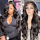 Body Wave Transparent Lace Front Wigs Human Hair 4x4 Lace Closure Wig 20inch Lace Front Human Hair Wigs for Black Women Pre Plucked 150% Density Wigs with Baby Hair