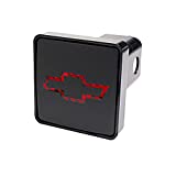 Bully - CR007C CR-007C Chevrolet Tow Hitch Cover/Receiver Trailer Plug in Black with LED Brake Light Chevrolet Logo Emblem - Car, Truck and SUV Accessories - Genuine License Products, 2 inch