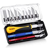REXBETI 16 Piece Precision Hobby Craft Knife Set, with 10 Piece Refill SK5 Blades, Suitable for Halloween Pumpkin Carving, Art Modeling, Scrapbooking and Sculpture