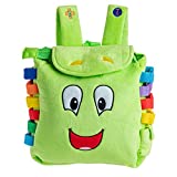 Buckle Toy - Buddy Activity Backpack - Educational Learning Toy with Zippered Pouch for Storage - Great Gift for Toddlers and Kids, Green - 11 x 8 inches