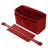 Purse Organizer Insert,Felt Bag Organizer with NEW Detachable Zipper cover, fits , St Lious, Tote and handbag shaper (Medium, Red)