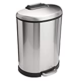 Amazon Basics 50 Liter / 13.2 Gallon Soft-Close Trash Can with Foot Pedal - D-Shaped, Stainless Steel