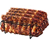Sorbus Non-Stick Rib Rack – Porcelain Coated Steel Roasting Stand – Holds 4 Rib Racks for Grilling & Barbecuing (Black)