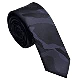 Manoble New Slim Camo Ties for Men Classic 2 Inches Black Gray Camouflage Necktie
