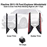 JAAGS Flexline 2011-19 Compatible with Ford ExplorerOEM FITS Windshield Outer (Glossy) & Inner Trim Pillar Molding Right & Left + Clips Ford Explorer Driver and Passenger Side Trim molding DW1843