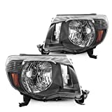 Torchbeam Headlight Assembly for 2005 2006 2007 2008 2009 2010 2011 Tacoma Headlights Black Housing Amber Reflector Clear Lens Passenger and Driver Side