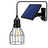 Ousam LED Solar Light Outdoor Chandelier E27 Edison Bulb Solar Panel with 9.8ft Cable for Garden Yard Christmas Playhouse Lighting(Warm White Lantern)