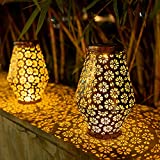 Solar Lanterns, Garden Solar Lantern Lights Outdoor Hanging, Solar Chandelier with Handle Garden Christmas Decor Retro Metal Waterproof for Patio Porch Lawn Pathway Backyard Courtyard Decorative