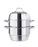 VENTION Thick-bottomed Stainless Steel Steamer Pot, 3 Tier Food Steamer for Cooking, Large Metal Steamer, Work for Electric and Gas Stove, Great for Tamale, Dumpling and Seafood, 13 2/5 IN(15+9.5 QT)
