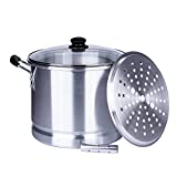 ARC 20 Quart Aluminum Tamale Steamer Pot, Crab Pot Stock Pot with Steamer tube for Seafood Crawfish Crab Vegetable with Bakelite handle, Silver