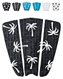 Ho Stevie! Premium Surfboard Traction Pad [Choose Color] 3 Piece, Full Size, Maximum Grip, 3M Adhesive, for Surfing or Skimboarding (Black with White Palm Trees)