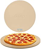 Unicook Pizza Stone for Grill Oven, 15 Inch Round Baking Stone, Heavy Duty Cordierite Pizza Cooking Pan, Thermal Shock Resistant, Ideal for Making Crisp Crust Pizza, Bread and More, Includes Scraper