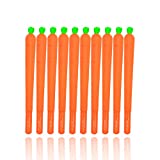 Funny live Flexible Silicone Carrot Gel Pen, Smoothly Writing Imitating Vegetable Fun Pens for Office School Supplies, 0.5mm Black Ink (10 Pieces)