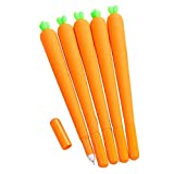 Sipliv Novelty Carrots Pen Silicone Gel Ink Pen for Office, School, Gift for Kids, Set of 12 pcs