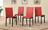 Roundhill Furniture Noyes Faux Leather Metal Frame Dining Chair, Red