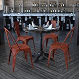 Flash Furniture Commercial Grade 4 Pack Distressed Kelly Red Metal Indoor-Outdoor Stackable Chair