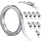 Hoses Clamps, Clamps Worm, Worm Clamps Stainless Steel, Large Hose Clamp Worm Drive Hose Clamps Adjustable Pipe Hose Clamp for Intercooler, Pipe, Plumbing, Tube and Fuel Line (9 Pieces,11.5 Feet)