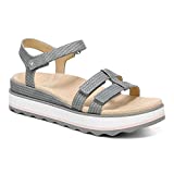 Vionic Women's Phoenix Lex Backstrap Flatform Sandal- Ladies Comfortable Flatform Sandals that include Three-Zone Comfort with Orthotic Insole Arch Support Grey 8.5 Medium US