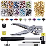 Keadic 406 pcs Eyelet Grommet and Setting Kit with 3/16" 11 Colors Metal Grommets, Eyelet Punch Pliers, Hole Punch and Hammer with Plastic Storage Case Perfect for Leather Cloth Shoe Bags Crafts