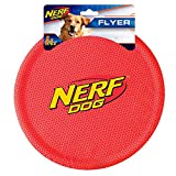 Nerf Dog Nylon Flyer Dog Toy, Flying Disc, Lightweight, Durable and Water Resistant, Great for Beach and Pool, 9 inch Diameter, for Medium/Large Breeds, Single Unit, Red