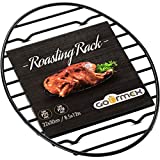 GOURMEX Black Oval Roasting Rack with Integrated Feet | Stainless Steel Kitchen Rack With Non-Stick Coating, PTFE Free | Oven and Dishwasher Safe | Ideal for Cooking, Roasting, Drying, Grilling