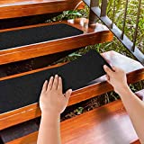 MBIGM 12-Pack 6" X 24" Pre-Cut Stair Treads 80 Grit Non-Slip Outdoor Grip Tape Black Heavy Duty Anti Slip Traction Adhesive Strips for Staircase, Skateboard, Deck