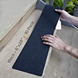 LifeGrip Anti Slip Traction Treads (10-Pack), 6 inch X 28 inch, Best Grip Tape Grit Non Slip, Outdoor Non Skid Tape, High Traction Friction Abrasive Adhesive for Stairs Step, Black (6" X 28" X 10P)