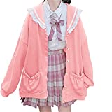 BZB Women's Kawaii Harajuku Japanese Lace Coat Jacket For Girls Lolita Sailor Collar Hooded Sweet Sweater Sweatshirt Cardigan