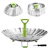 Steamer Basket Stainless Steel Vegetable Steamer Basket Folding Steamer Insert for Veggie Fish Seafood Cooking, Expandable to Fit Various Size Pot (5.1" to 9")