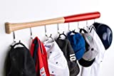 KT Bats Coat Rack Wall Mount Baseball Bat Cap Hat Towel Jersey Display Fully Assembled Unique Idea for Sports Fans Perfect Mudroom Bedroom Entryway Bathroom Organization System with 8 Hooks (Red)