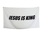 The Original Jesus is King Flag - White Christian Flag - 3x5 Foot Polyester Indoor Outdoor Flag - Premium Abrasion Resistant Jesus Flag