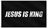 VAFLAG The Original Jesus is King Flag Black Christian Flags 3x5 Ft - Dorm Poster Vivid Color and UV Fade Resistant - Cool Outdoor Indoor Banner with Grommets Canvas Header Wall Landscape Tapestry