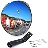 MEETWARM 24 Inch Convex Security Mirror Curved Safety Mirror with Adjustable Fixing Bracket for Indoor Outdoor, Office Warehouse Driveway Garage Store