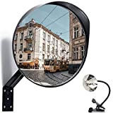 Moyu Home 24 inches Convex Security Safety Mirror,Adjustable Curved Acrylic Mirror for Outdoor and Garage Use,Black Model
