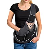 YUDODO Pet Dog Sling Carrier Mesh Hand Free Adjustable Dog Satchel Carrier Bag Papoose Crossbody for Small Medium Dog Cat Rabbit (S(up to 5 lbs), Black)