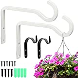 LotFancy Wall Hook Hanging Plant Bracket, 6 and 1.6 inch, 4 Pack Metal Hanger for Baskets, Lantern, Bird Feeders, Indoor Outdoor Home Décor, White and Black