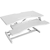 FEZIBO Height Adjustable Stand up Desk Converter – 34 inches Desk Riser, Sit Stand Desk Ergonomic Tabletop Workstation White