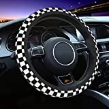 Da66jj Steering Wheel Covers for Car, Black White Race Checkered Flag Car Steering Wheel Cover for Women & Girls & Men, Universal 15 Inches Car Accessories