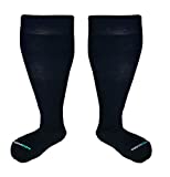 HOYISOX Plus Size Compression Socks 20-30 mmHg for Men and Women, Wide Calf Extra Large 5X, Comfortable Cotton (Black, 5X-Large)