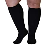 Mojo Compression Socks - Made in USA 3X-Large Plus Size - 20-30 mmHg - Unisex - Extra Wide Calf Knee HI - Opaque, Closed Toe - Black 3XL